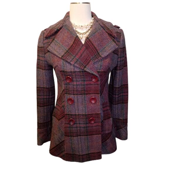 Moda International Jackets & Blazers - MODA INTERNATIONAL (BY VICTORIA'S SECRET) VINTAGE PLAID PEACOAT XS